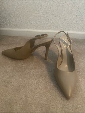 Sam Edelman Beige Sling-back Pointy Toe Heel - Women Size 7.5